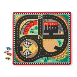 Melissa & Doug Round The Speedway Race Track Rug & Car Set