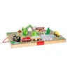 Boys Girls MELISSA&DOUG Melissa & Doug 17-Piece Wooden Take-Along Tabletop Railroad, 3 Trains, Truck, Play Pieces, Bridge