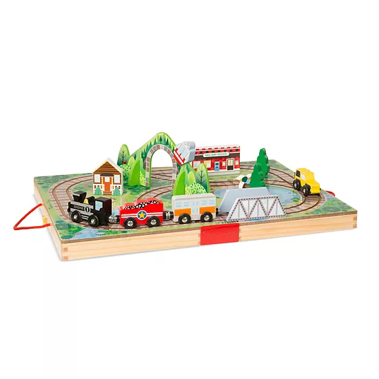 Boys Girls MELISSA&DOUG Melissa & Doug 17-Piece Wooden Take-Along Tabletop Railroad, 3 Trains, Truck, Play Pieces, Bridge 1 Boys Girls MELISSA&DOUG Melissa & Doug 17-Piece Wooden Take-Along Tabletop Railroad, 3 Trains, Truck, Play Pieces, Bridge