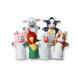Boys Girls Neutral Melissa & Doug Melissa & Doug Barn Buddies Hand Puppets, Set Of 6 (Cow, Sheep, Horse, Duck, Chicken, Pig)