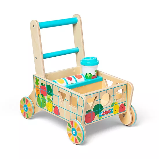 Melissa & Doug Wooden Shape Sorting Grocery Cart 2 Melissa & Doug Wooden Shape Sorting Grocery Cart - Image 2