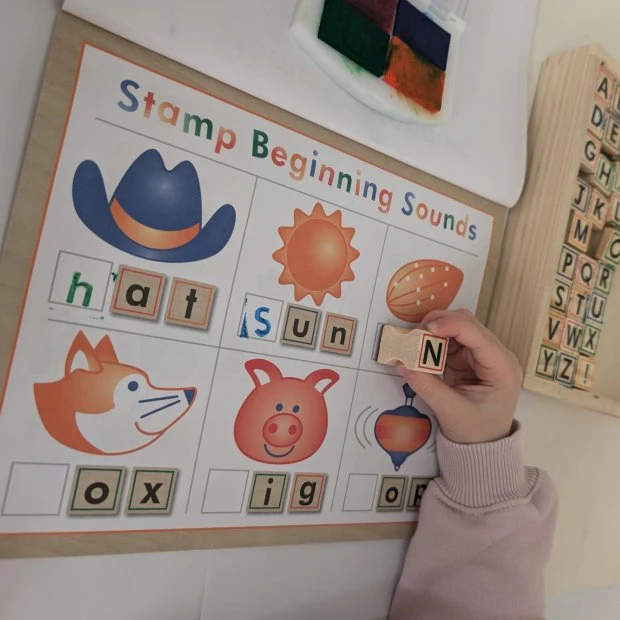 Melissa & Doug Deluxe Letters And Numbers Wooden Stamp Set ABCs 123s With Activity Book, 4-Color Stamp Pad 5 Melissa & Doug Deluxe Letters And Numbers Wooden Stamp Set ABCs 123s With Activity Book, 4-Color Stamp Pad - Image 5