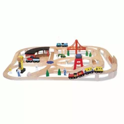 Melissa & Doug Deluxe 130-Piece Wooden Railway Train Set