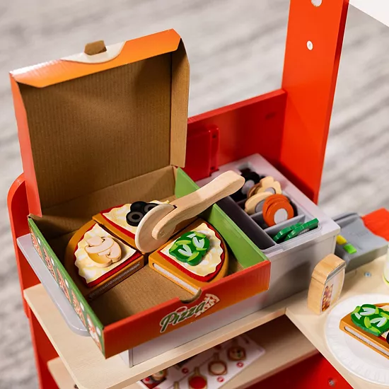 Melissa & Doug Wooden Pizza Food Truck Activity Center With Play Food 6 Melissa & Doug Wooden Pizza Food Truck Activity Center With Play Food - Image 6
