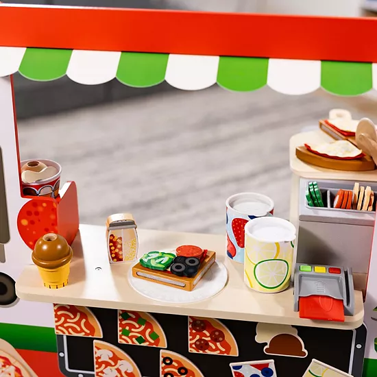 Melissa & Doug Wooden Pizza Food Truck Activity Center With Play Food 7 Melissa & Doug Wooden Pizza Food Truck Activity Center With Play Food - Image 7