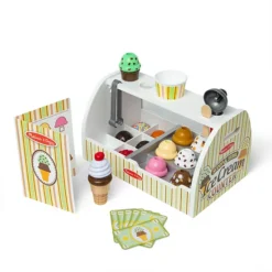 Melissa & Doug Wooden Scoop-and-Serve Ice Cream Counter 28-Piece Play Set