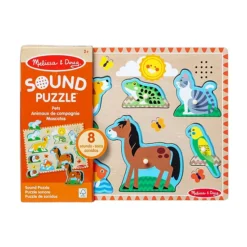Melissa & Doug Pets Sound Puzzle - Wooden Peg Puzzle With Sound Effects (8 Pcs)