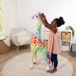 Melissa & Doug Rainbow Giraffe Lifelike Plush: Zoo Animal Stuffed Toy