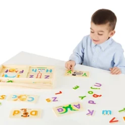 Melissa & Doug ABC Picture Boards - Educational Toy With 13 Double-Sided Wooden Boards And 52 Letters