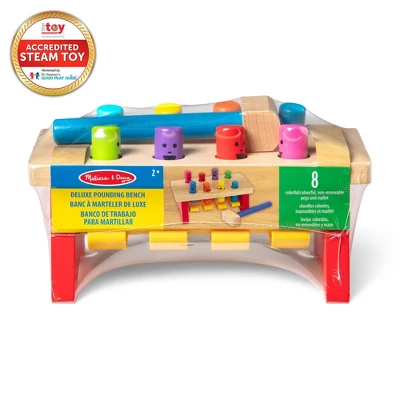 Melissa & Doug Deluxe Pounding Bench Wooden Toy With Mallet 3 Melissa & Doug Deluxe Pounding Bench Wooden Toy With Mallet - Image 3