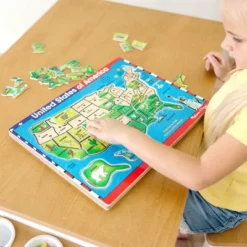 Melissa & Doug USA Map Sound Puzzle - Wooden Peg Puzzle With Sound Effects (40pc)